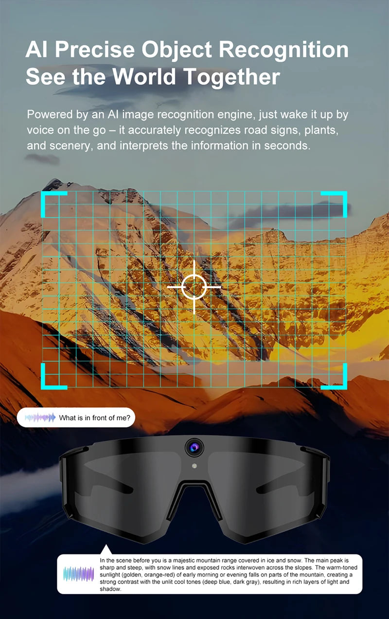 Cycling Smart Camera Glasses 800MP Photochromic Smart Glasses Bluetooth Calling Photo Video ChatGPT Music Translation