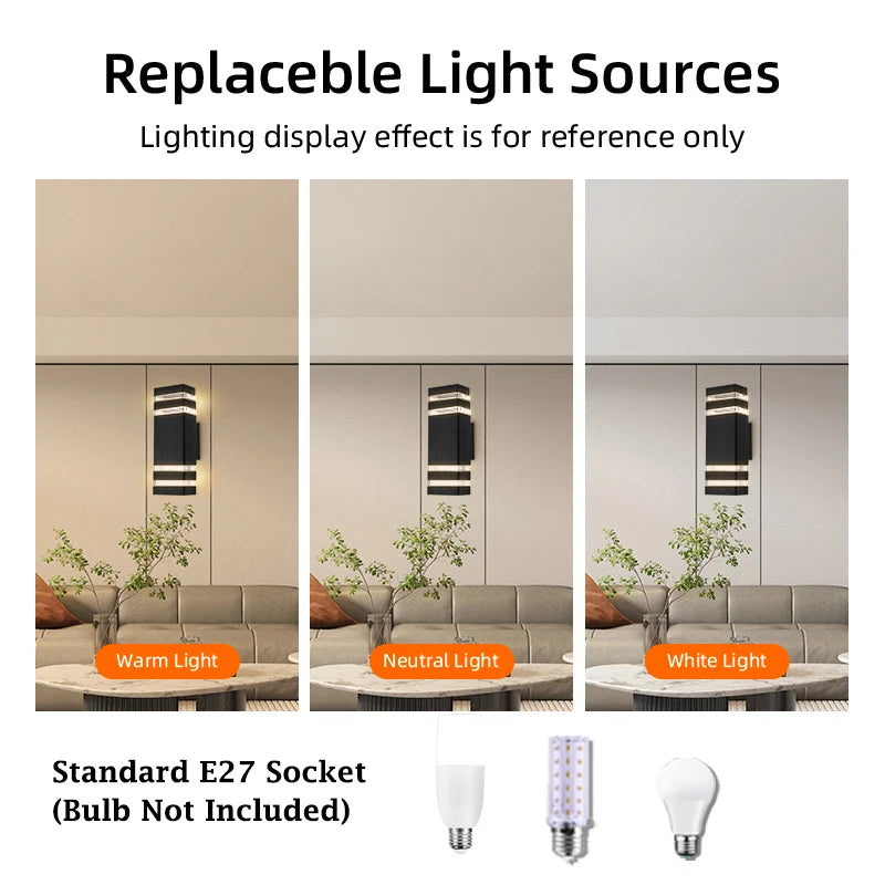 Outdoor LED Wall Lights E27 Up Down Exterior Wall Sconce IP65 Waterproof Led Sconce Lamp for Porch Front Door Garden Wall Lamp