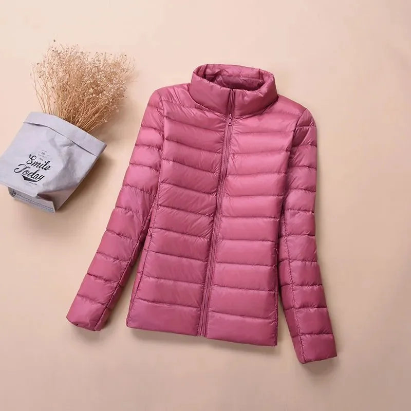 Down Jacket Women's Short Autumn Winter New Parkas Stand-UP Collar Hooded Warm Cotton Padded Coat Large Size Outcoat Ladies Tops