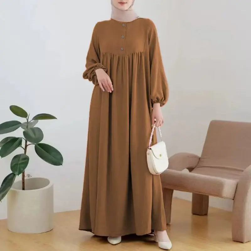 Stylish Casual Robe Bubble Sleeve Dress