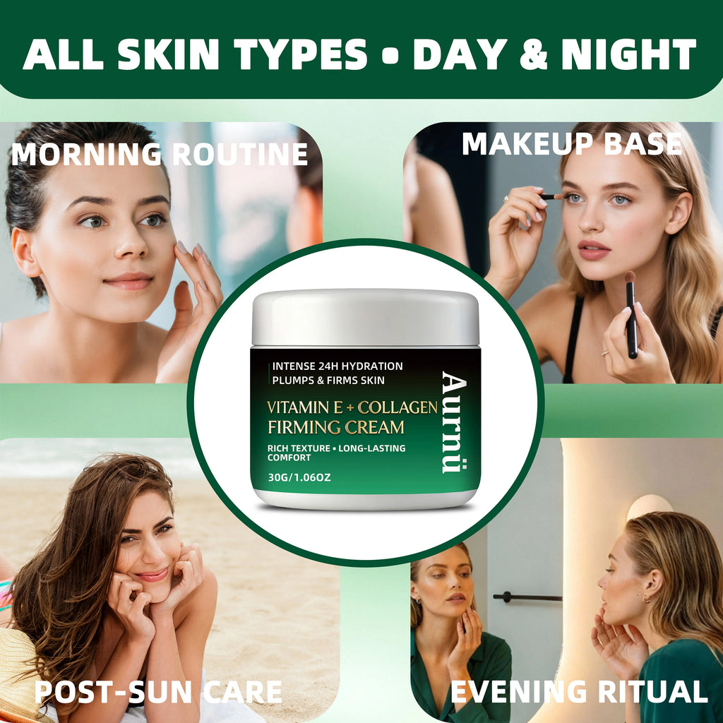 Aurnü VITAMIN E COLLAGEN FIRMING CREAM, Hydrating & tightening formula, long-lasting moisture,  Perfect for morning and evening