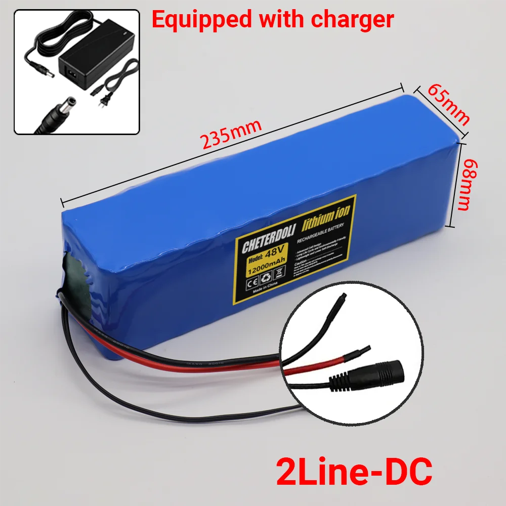 48V E-scooter Battery 12Ah real capacity 13S3P 18650 Lithium-ion battery Pack 500W 1000W motor BMS system wiht 2A Charger