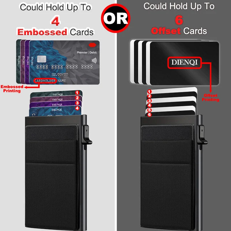 Engraved Rfid Credit Card Holder Smart Wallet Customized Slim Metal Pop Up Personalized Bank Cardholder Wallets for Men Women