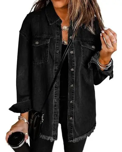 Women's Trendy Washed Denim Jacket New Spring Autumn Trimmed Edges Casual Classic Fit Jeans Jacket for Ladies