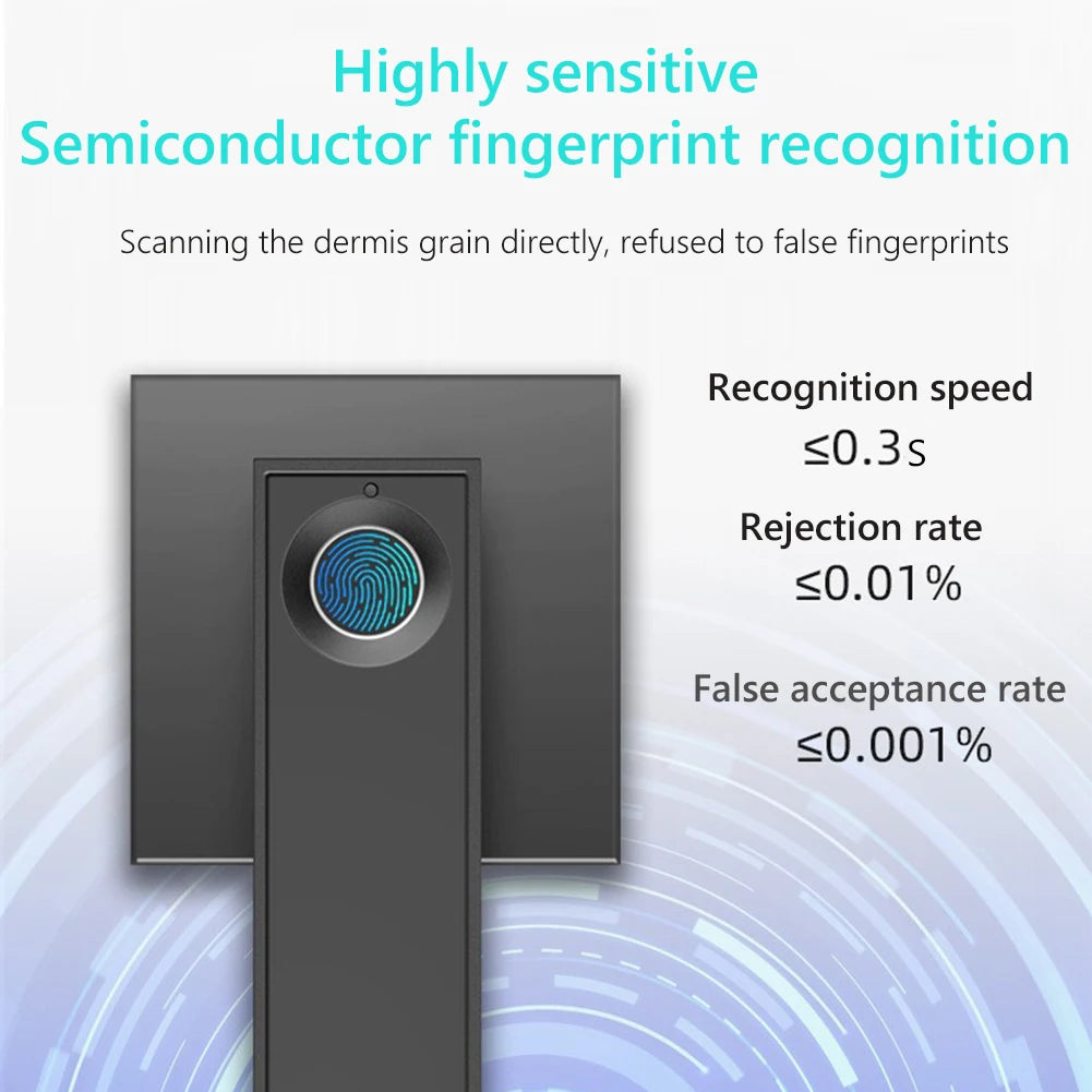 Fingerprint Door Lock Handle Smart Entry Fingerprint Electronic Door Lock Semiconductor Smart Lock Home Office w/Key