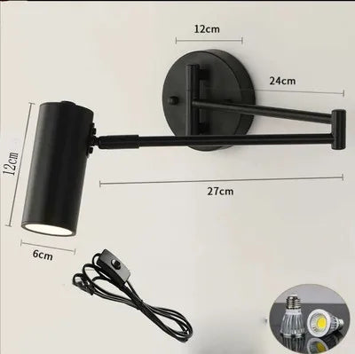 Modern Adjustable Swing Long Arm LED Wall Lamps Touch Sensor Internal Wall Washer Household Bedside Switch Decor Sconce Lights