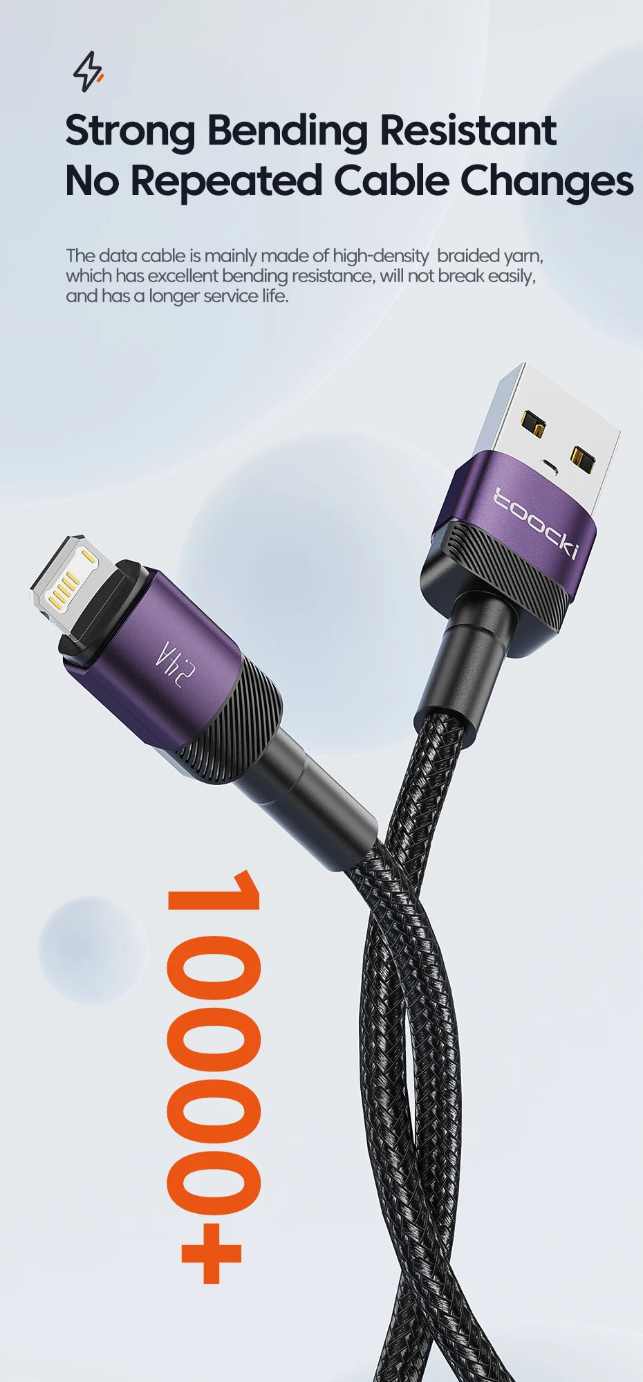 Toocki USB Cable For iPhone 14 13 12 Pro Max X XS XR 8 7 Plus iPad Fast Charging Charger USB To iP Cable For iPhone Data Cord