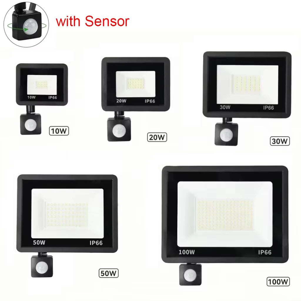LED Flood Light with Motion Sensor Outdoor Lighting 100W 50W Waterproof Reflector Floodlight Lamp LED Spotlight Garden Garage