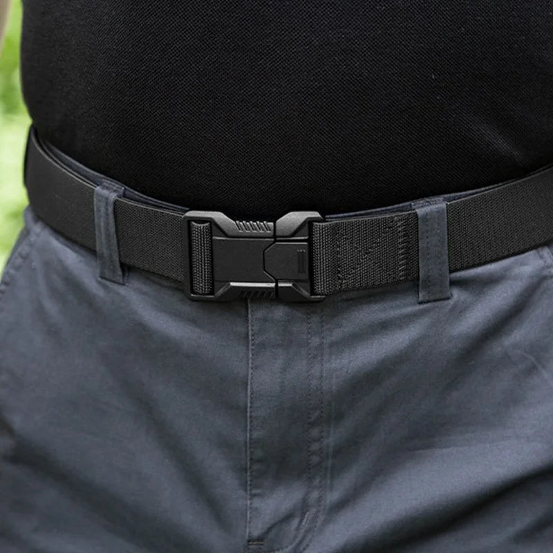 1Pcs Men's Canvas Belt - Sporty Style, Quick Release Plastic Buckle, Casual Training and Jeans Accessories