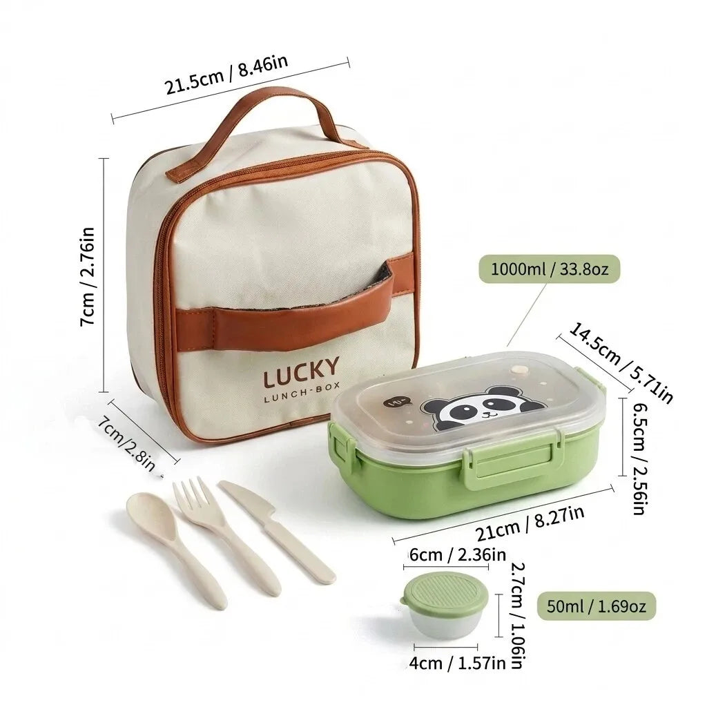 Microwaveable Plastic Lunch Box With 3 Compartments Cartoon Kids Divided Bento Box Portable Food Storage Container School Picnic