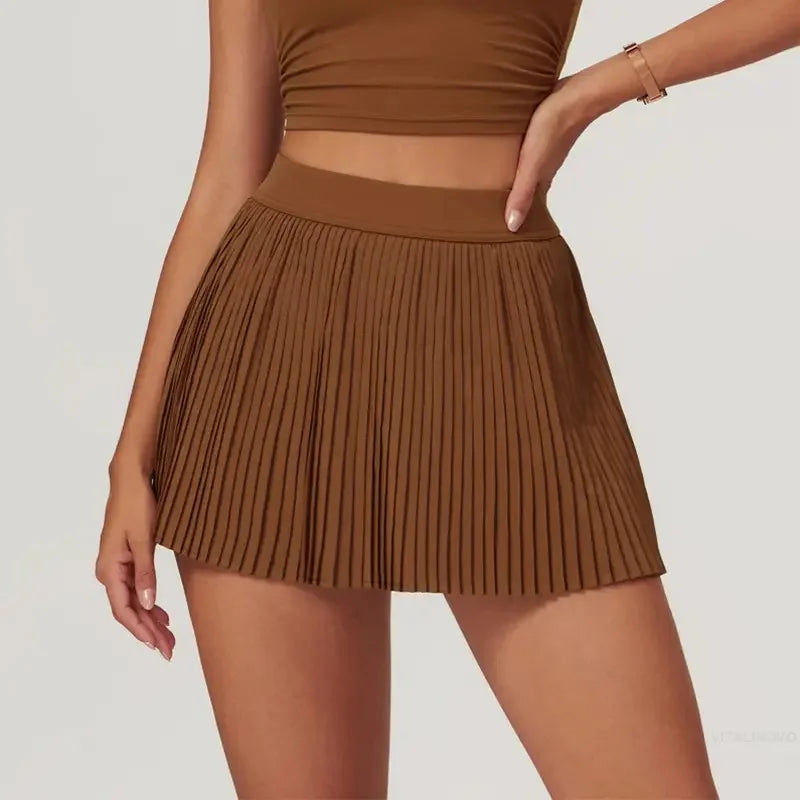 Women's fashion 2-in-1 golf tennis skirt pleated fitness suit with inner pocket, women's sexy style