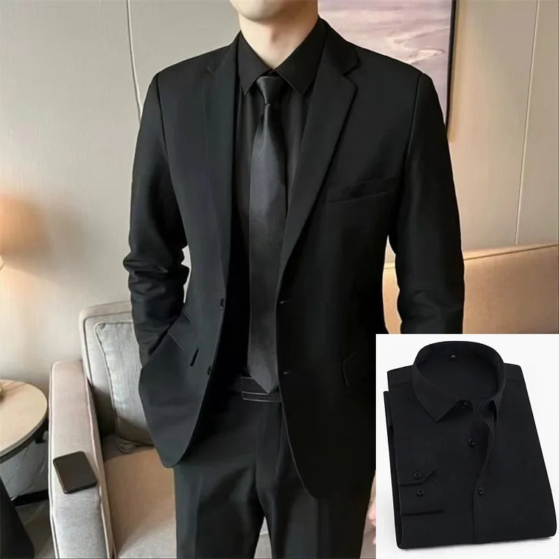 Black Casual Business Tailored Men's Jacket Youth Large Size Single Piece Wedding Groomsmen Suit Standard Fit Professional Style