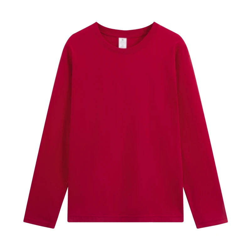 Long sleeve T-shirt Solid Color Top Tees Custom Print Your Design Autumn Plain Cotton Tshirts Plus Size Undershirts For Man