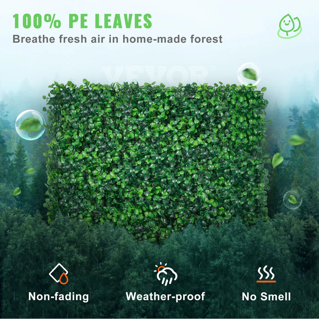 SucceBuy 12PCS 10x10 in Artificial Boxwood Panels Boxwood Hedge Wall Mat Artificial Grass Backdrop Privacy Screen UV Protected