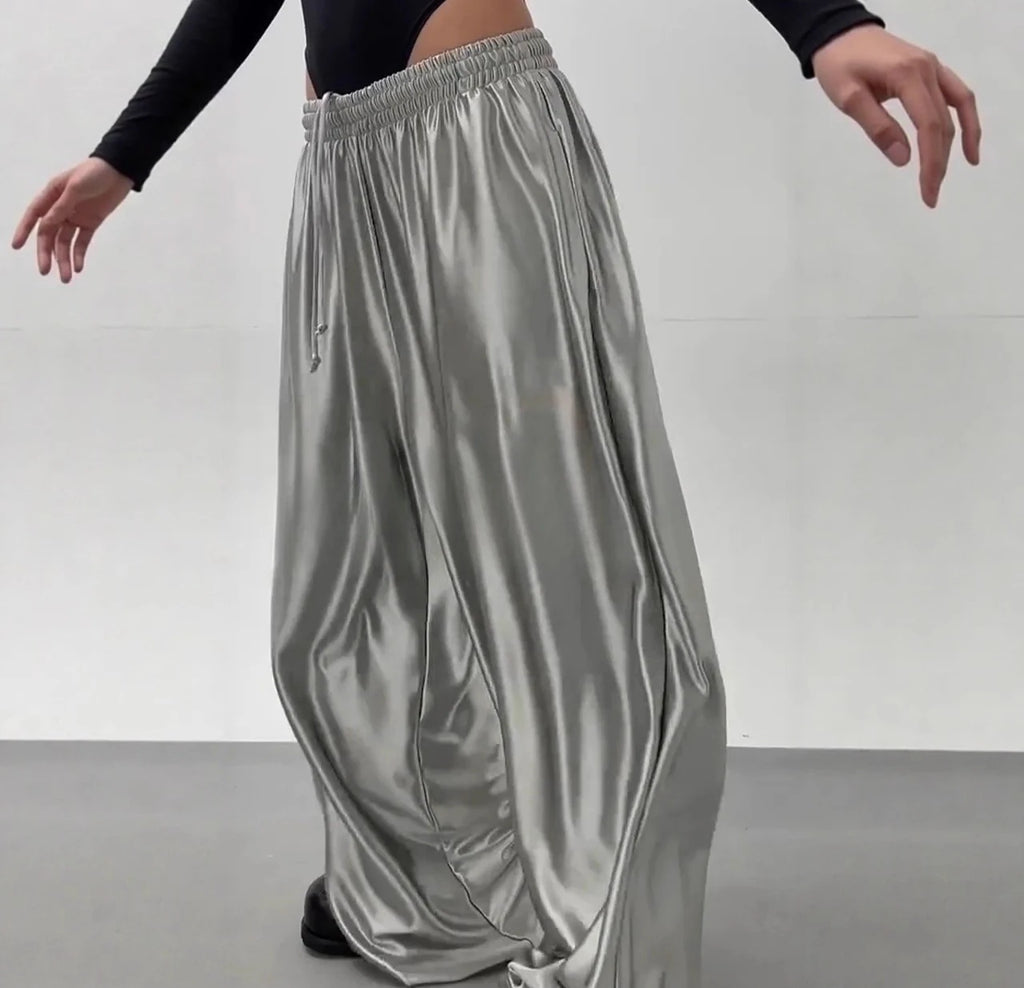 Women's Drawstring Wide Leg Pants Casual Floor-Length Trousers Spring Summer New Fashionable Comfortable Fit