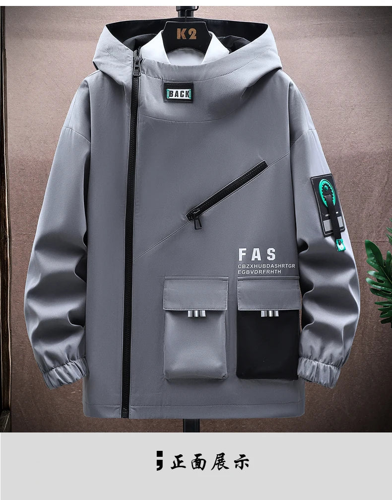 Fashion Men's Casual Hooded Jackets & Coats 2026 Spring Autumn Youth Streetwear Loose Windbreaker Quality Outdoor Tops Clothing