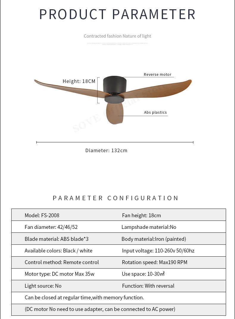 Modern Led Ceiling Fan Without Lights DC Motor 6 Speeds Timing Fans 17CM Low Floor Loft Remote Control Decorative Fan With Light
