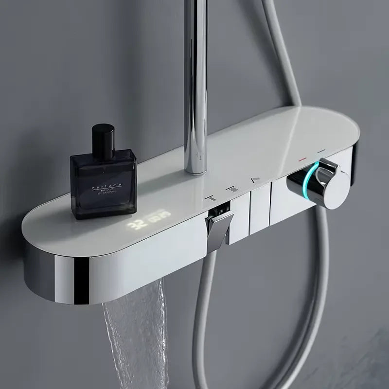 Hot and Cold Wall Mounted Bathroom Shower Set Rain Shower Set Top Rainy Bathing Faucet Chrome Shower Set