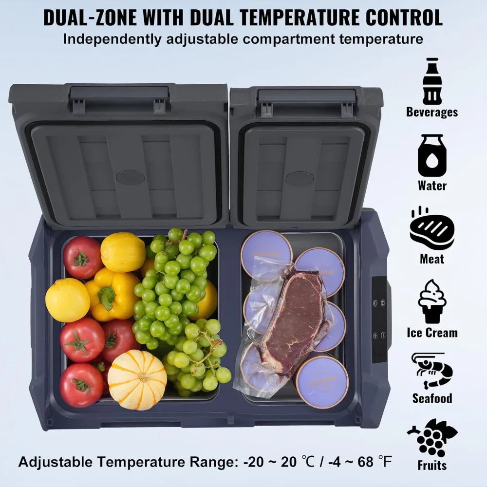 12V 25L Dual Zone Portable Car Refrigerator Freezer AC DC Compressor Cooler for Camping RV Travel-Best Promotion
