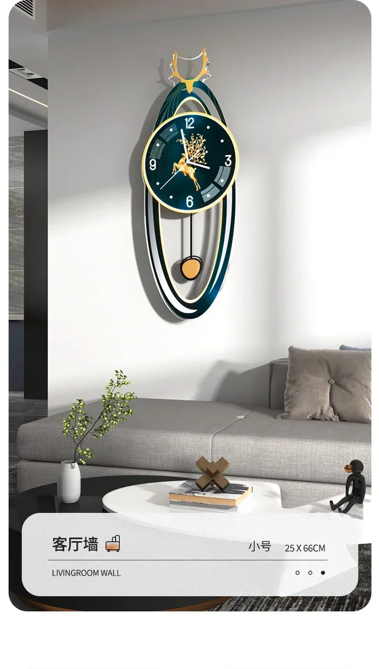 Modern Light Luxury Clock Wall Clock Living Room Creative Simple Home Fashion Atmosphere Wall Wall Clock Lamp Home Decor R8O8C2