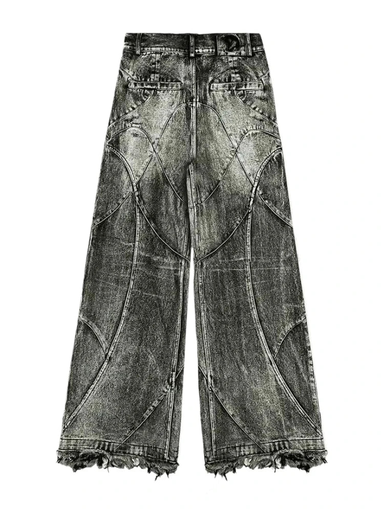 Vintage Y2k Streetwear Punk Hip Hop Jeans Women Pants Grunge Baggy Ripped Denim Trousers Gothic Distressed Wide Leg Jeans Goth