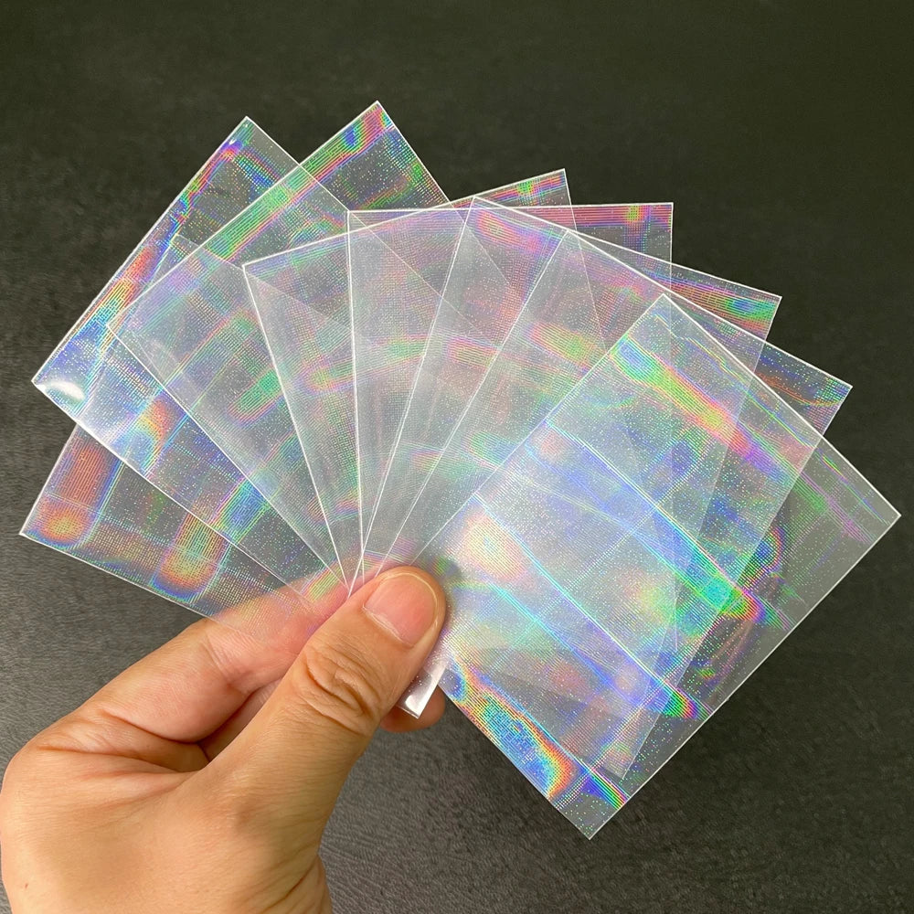 100pcs Board Game Card Sleeves Sweet Heart Foil Transparent Laser Clear YGO PKM Photo Kpop Protector Trading Cards Shield Cover