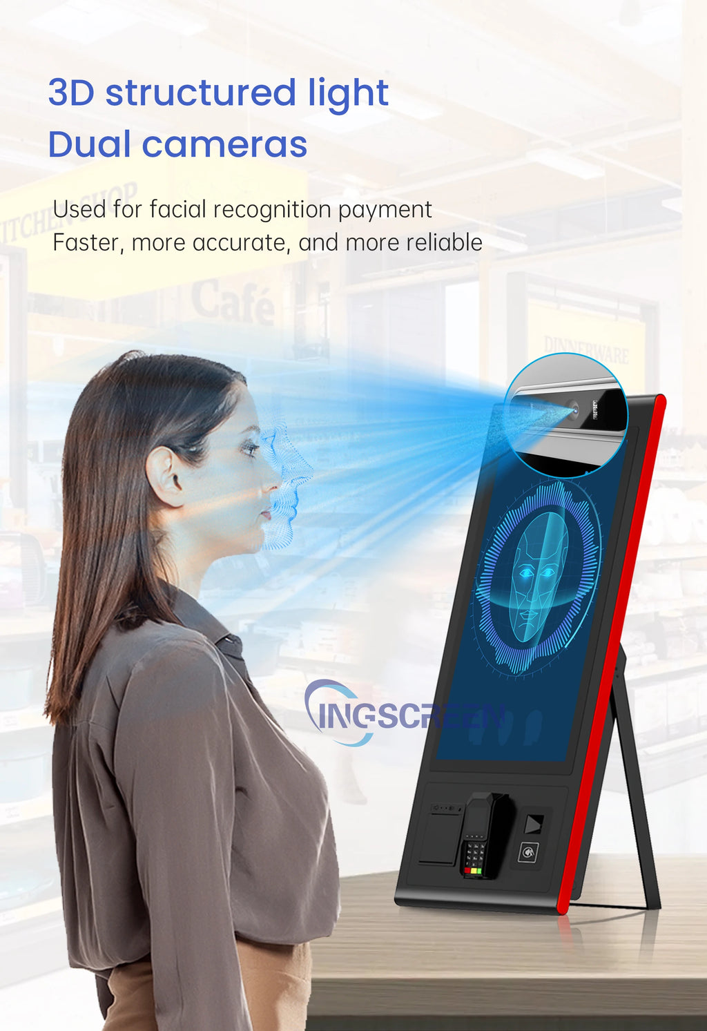 INGSCREEN Interactive Self Service Payment Kiosk Automatic Touch Screen Kiosk Self Ordering Machine for Restaurant