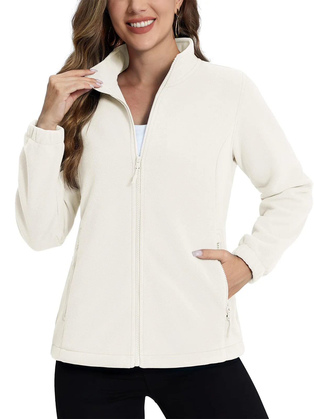 TACVASEN Women's Winter Fleece Jacket Lightweight Full Zip Sweatshirts Coat Casual Zipper Soft Warm Sweaters Outwear Female