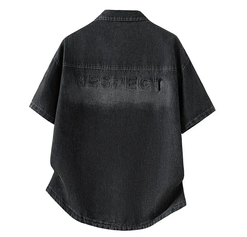 Men's Denim Shirt Summer Fashion Breathable Cotton Blend Short Sleeve Shirt Street Trendy Daily Outing Comfortable Jean Shirt