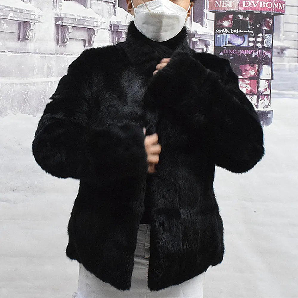Natural Rabbit Fur Coat Women Winter Jacket Real Leather And Fur Bolero Women's Clothing Female Outerwears With 2025 Black Cold