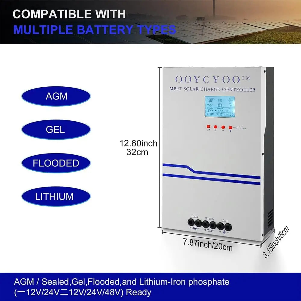 OOYCYOO 100 Amp MPPT Charge Controller MPPT 12V 24V 36V 48V Auto, 100amp Solar Charge Regulator Max 150V w/LCD Display