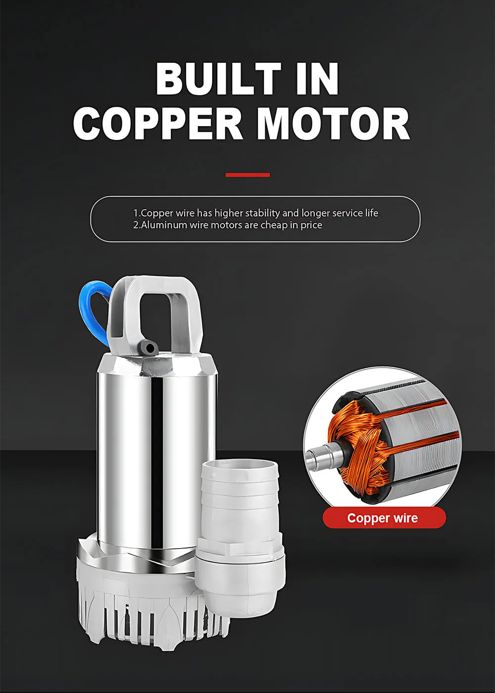 12V 24V DC Solar Submersible Water Pump Pure Copper Winding Motor High Lift Deep Well Water Pump For Farm Garden Irrigation