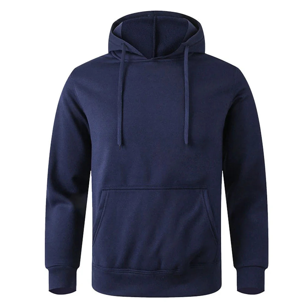Winter Solid Color Men Hoodies Fleece Warm Mens Sweatshirt Fashion Men Fleece Warm Sweatshirt