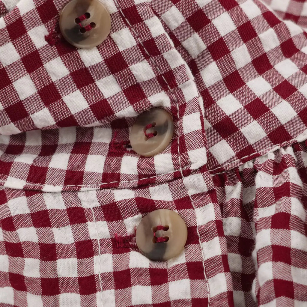 Women's Plaid Jacket, Vintage Gingham Check Coat, Stand Collar Long Sleeve Button Up Outerwear, Loose Casual Autumn Windbreaker