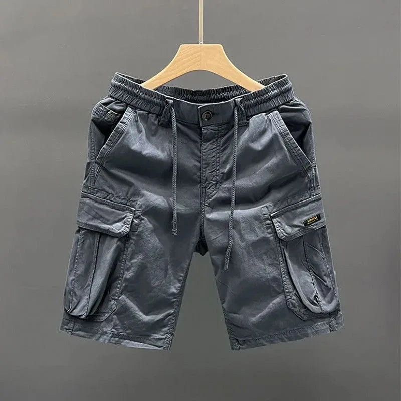 Men's Workwear Shorts Summer Heavyweight Pure Cotton Multi-Pocket Loose Outdoor Dirt-Resistant Wearable Five-Quarter Length