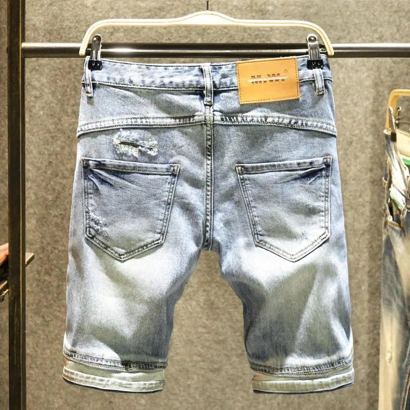 Summer New Fashion Trend Straight Leg American Retro Jeans Men's Casual Loose Sports Plus Large Size High-Quality Denim Shorts