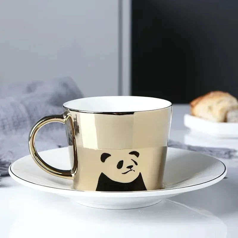 New Dynamic Mirror Reflection Cup Mug 250~300ml Home Drinkware Creative Ceramic Anamorphic Cup Coffee Tea Set Interesting Gift