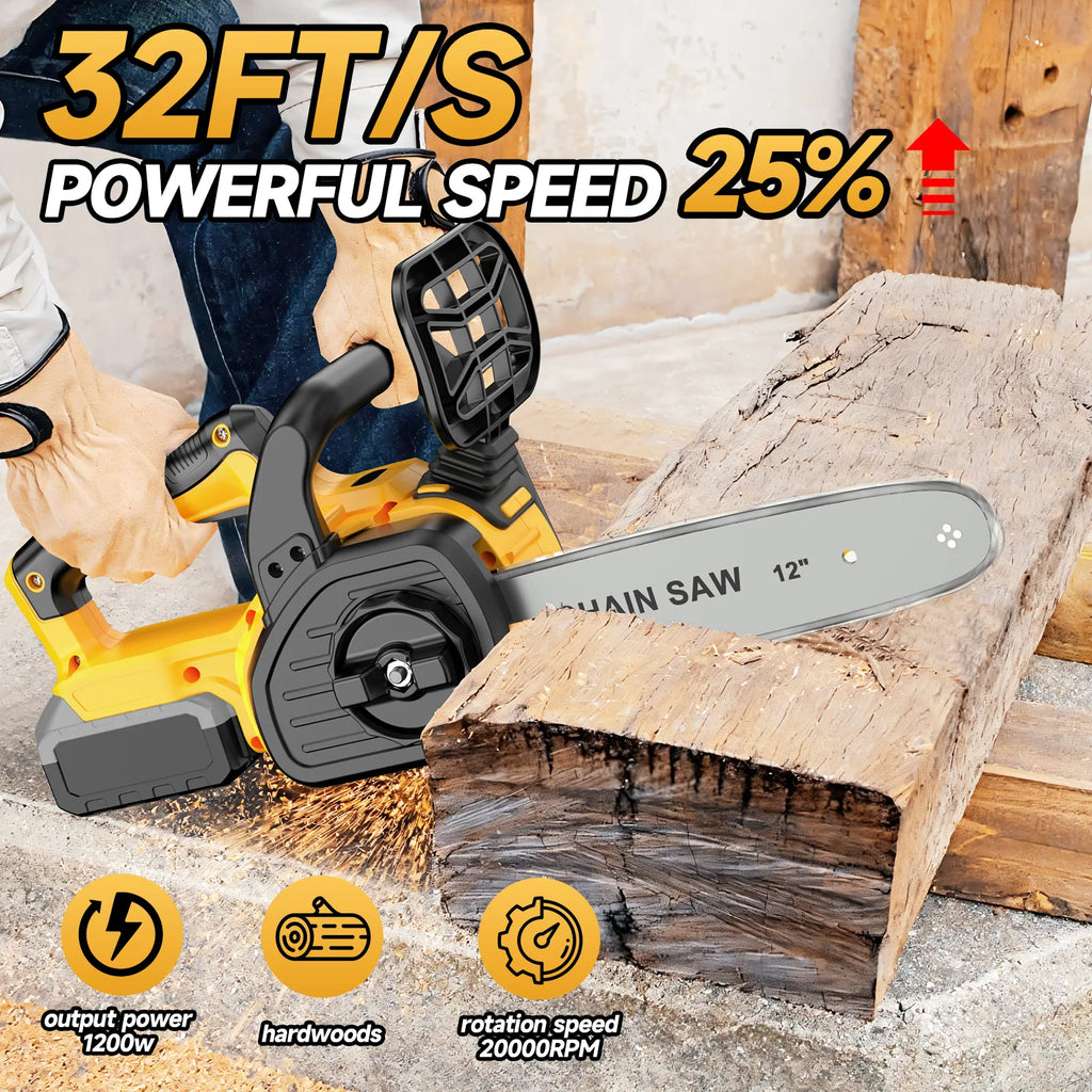Brushless 12 Inch Electric Chain Saw Wireless With Oiler Gardening Tools Cordless Portable Chainsaw for Dewalt 20V Battery