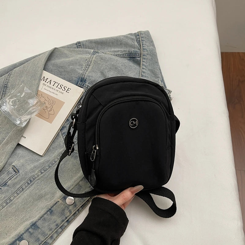 Waterproof Nylon Mobile Phone Bag Portable  Three-Layer Coin Purse Crossbody Bag for Youth Casual Simple Style Functional...