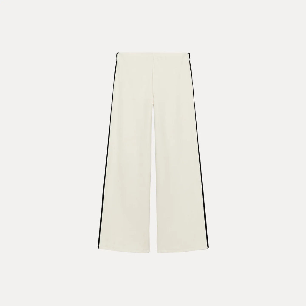 ZADATA Women's Summer Fashion Set round Neck Sleeveless Wide Leg Pants High Waist Color Block Design Top And Bottoms Ensemble