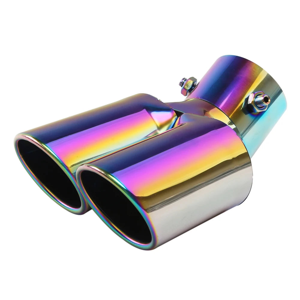 Universal Dual Exhaust Tip Stainless Steel Slant Cut Tip for Car Exhaust Pipe Extension Modification Decoration Muffler Tailpipe