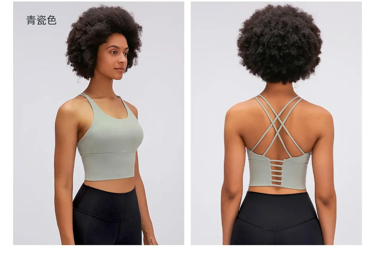 New Style Sports Bra: Shock-Absorbing, Sexy Open-Back, Thin-Strap Tank Top for Women's Yoga