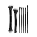 7 double-ended makeup brushes, loose powder brush, foundation brush, eyeshadow brush, eyebrow brush, soft hair beauty tool.