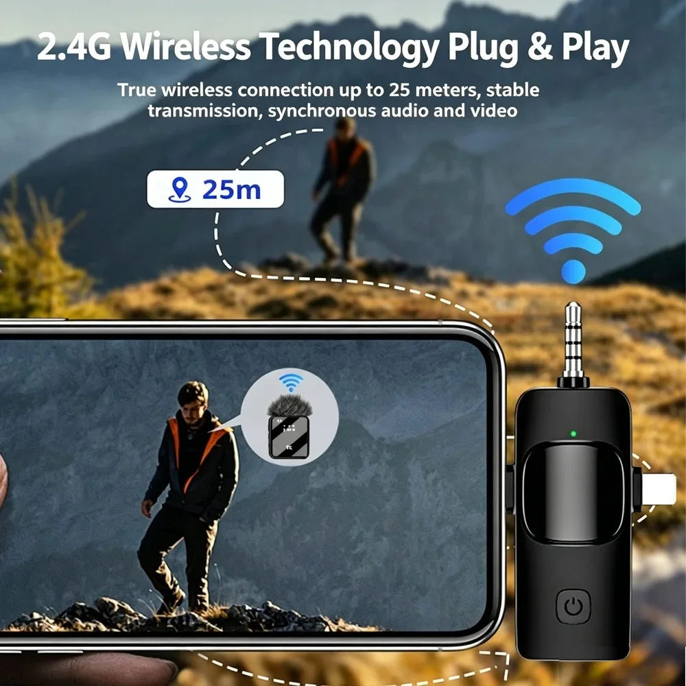 KEBIDUMEI 3IN1 Wireless Lavalier Microphone Handheld Microphone Video Recording Noise Reduction Mic for Living Broadcast Gaming