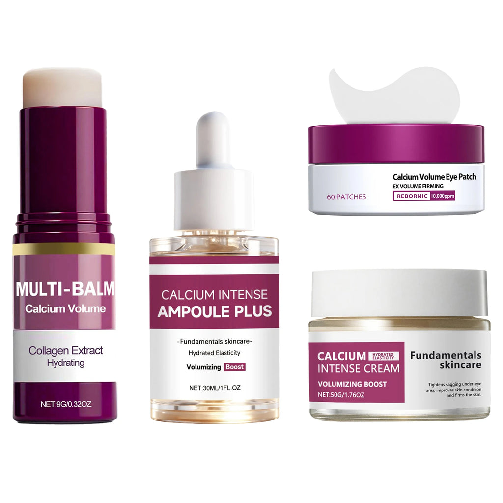 Korean Calcium Skincare Set Multi Balm Stick Cream Serum Eye Patches Moisturizing Anti Aging Reduce Fine Lines Pore Daily Care