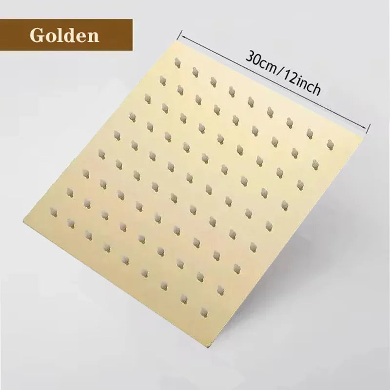 Rainfall Shower Head 12/10/8 Inch Waterfall Shower Ultra Thin 201 Stainless Steel Square Rain Showerheads Bathroom Accessories