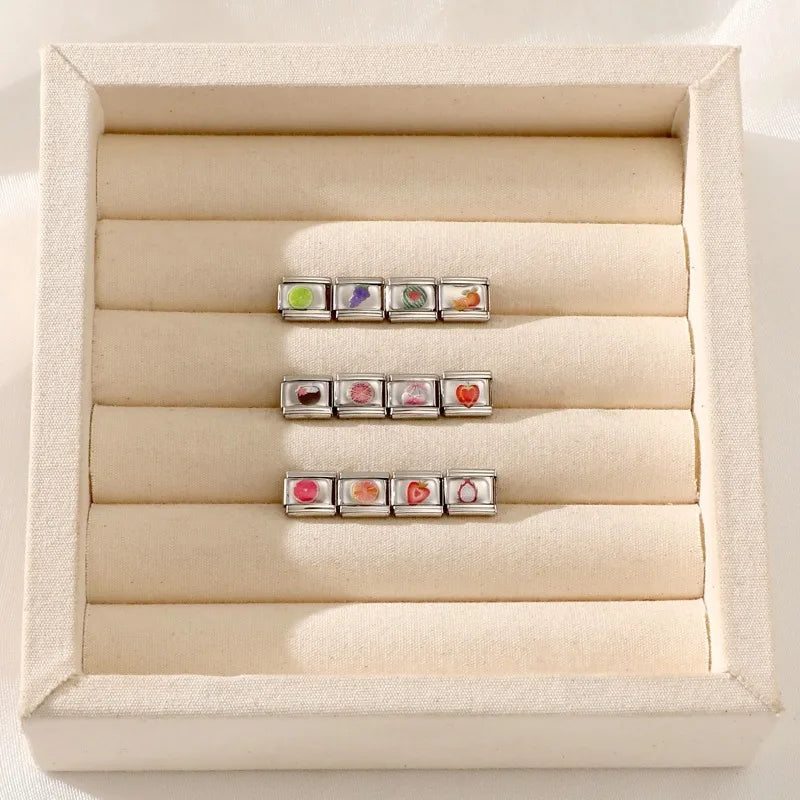 2025 Women's Fashion Colorful Flowers Sunflower Tulip Orchid Daisy Italian Charms Fit 9mm Stainless Steel Bracelet DIY Jewelry