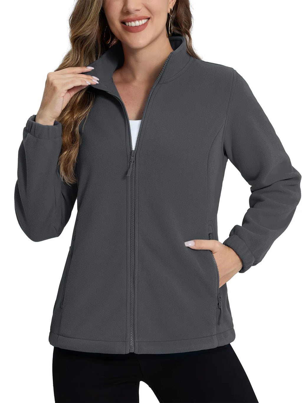 TACVASEN Women's Winter Fleece Jacket Lightweight Full Zip Sweatshirts Coat Casual Zipper Soft Warm Sweaters Outwear Female