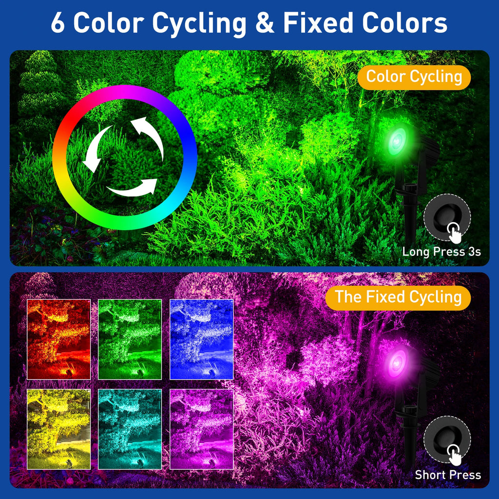 3000K/6000K/RGB Outdoor Solar LED Light IP65 Garden Landscape Pathway Wall Lamp for Tree Decor Yard Street Solar Spotlight