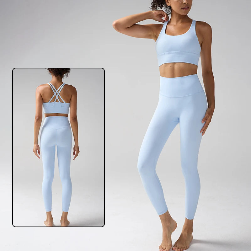 Women's Yoga Set Workout Set 2 Piece High Waist Yoga Leggings Sports Bra Gym Suit Activewear Sports Fitness Set Sports Suit